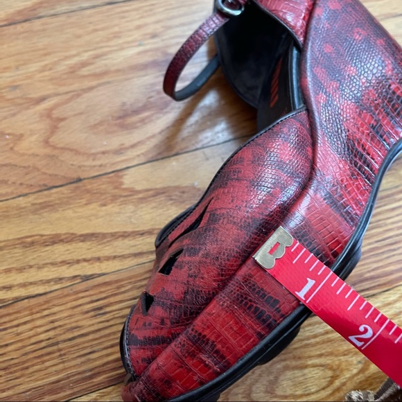 Miu Miu Vintage Platform Peep Toe Ankle Strap Sandals in Red & Black - Picture 12 of 12